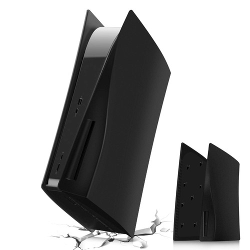 PS5 Cover PS5 Plates, Hard Shockproof PS5 Cover Plates for PS5 Console, ABS Anti-Scratch PS5 Console Cover PS5 Replacement Cover Shell PS5 Black Cover for PS5 Console Disc Edition - Black