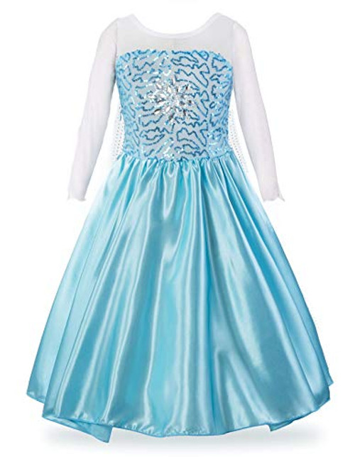 Padete Little Girls Anna Princess Dress Elsa Snow Party Queen Halloween Costume (7 Years, Light Blue) Padete Little Girls Anna Princess Dress Elsa Snow Party Queen Halloween Costume (7 Years, Light Blue)