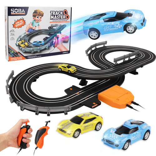 Slot Car Race Track Sets for Boys Toys, with Two Slot Cars and Two Handles to Control The Speed, Circular Overpass Race Track, Two Players Game Suitable Gift for Children Aged 3 4 5 6 7 8-12 Years Old Slot Car Race Track Sets for Boys Toys, with Two Slot Cars and Two Handles to Control The Speed, Circular Overpass Race Track, Two Players Game Suitable Gift for Children Aged 3 4 5 6 7 8-12 Years Old