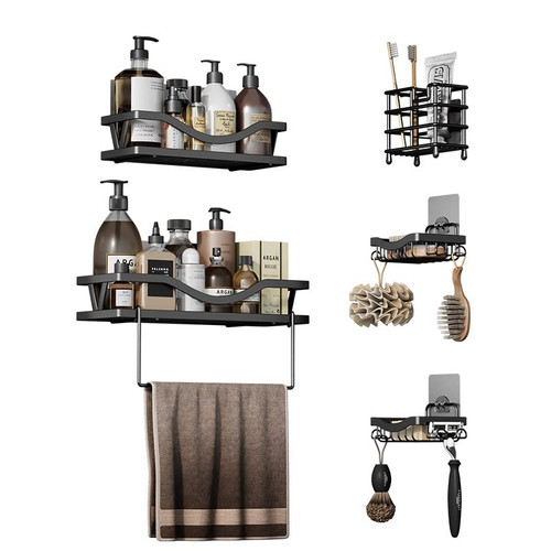SEALAMB Shower Caddy 5 Pack Bathroom Shower Organizer with Large Capacity Adhesive Shower Shelves with Soap Caddy and Toothbrush Holder for Inside Durable Stainless Steel Bathroom Shower Shelf SEALAMB Shower Caddy 5 Pack Bathroom Shower Organizer with Large Capacity Adhesive Shower Shelves with Soap Caddy and Toothbrush Holder for Inside Durable Stainless Steel Bathroom Shower Shelf