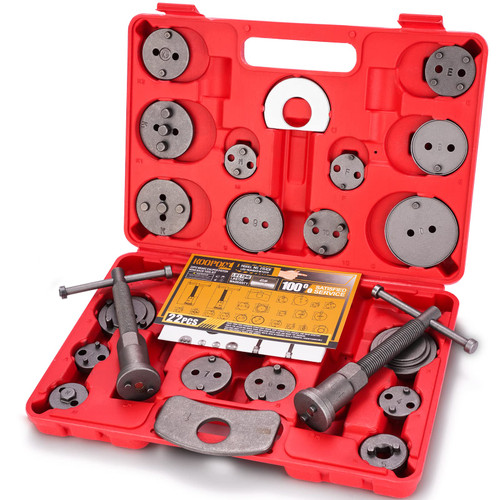 Disc Brake Piston Caliper Compressor Rewind Tool Set 22PCS, Heavy Duty Caliper Piston Compressor, Magnetic Caliper Wind Back Tool, For Brake Pad Replacement, Fit Most American, European, Japanese Cars