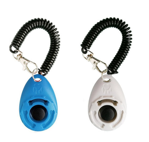Dog Training Clicker with Wrist Strap - Pet Training Clicker, Big Button Clicker Set, 2-Pack(Blue + White)