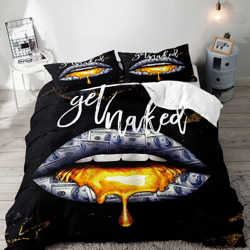 VIVIHOME 3PCS Luxury Money Lips Bedding Set, King Duvet Cover, One Hundred Dollar Bills Get Naked Gold Marble Cool Modern Black Duvet Cover, Comforter Cover, Quilt Cover, Bedroom Decor, 2 Pillow Shams VIVIHOME 3PCS Luxury Money Lips Bedding Set, King Duvet Cover, One Hundred Dollar Bills Get Naked Gold Marble Cool Modern Black Duvet Cover, Comforter Cover, Quilt Cover, Bedroom Decor, 2 Pillow Shams