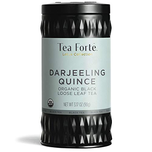 Tea Forte Lotus Organic Black Tea DARJEELING QUINCE, 3.17 Ounce Loose Leaf Tea Canister