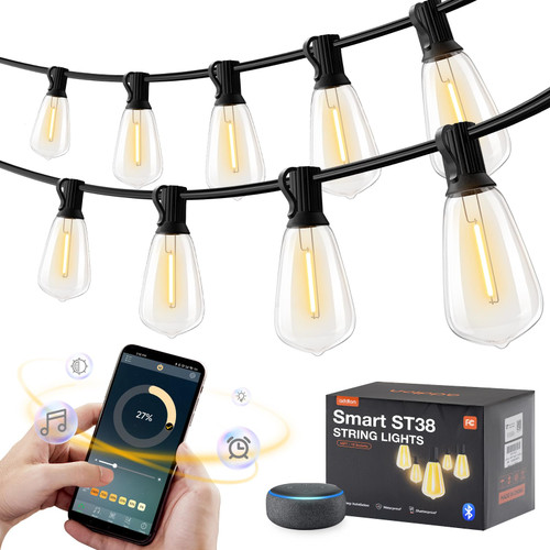 addlon 48ft Smart Outdoor String Lights, Dimmable Patio Lights with 15 Waterproof LED Bulbs, String Lights for Outside Works with APP, Music Sync Outdoor Lights for Bistro Balcony and Backyard addlon 48ft Smart Outdoor String Lights, Dimmable Patio Lights with 15 Waterproof LED Bulbs, String Lights for Outside Works with APP, Music Sync Outdoor Lights for Bistro Balcony and Backyard