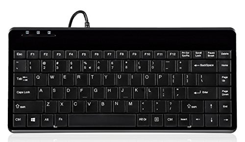 Perixx PERIBOARD-409P Mini Keyboard - PS2 Interface - 12.40x5.79x0.79 Inch - Piano Finish Black - US english Layout