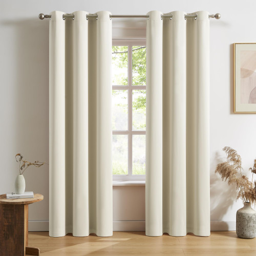 DUALIFE Grommet Curtains 2 Panels - Room Darkening Doorway Curtain Panels Window Covering Drapery for Bedroom Closet Door, Cream Beige,34 by 90 Inches Long