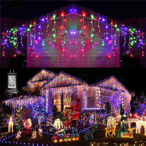 LYHOPE Icicle Christmas Lights, 432 LED 35.4ft 8 Modes Low Voltage Icicle String Lights with 72 Drops, Window Curtain Fairy Lights for Xmas, Eaves, Wedding, Garden, Outdoor, Indoor Decor (Multicolor) LYHOPE Icicle Christmas Lights, 432 LED 35.4ft 8 Modes Low Voltage Icicle String Lights with 72 Drops, Window Curtain Fairy Lights for Xmas, Eaves, Wedding, Garden, Outdoor, Indoor Decor (Multicolor)