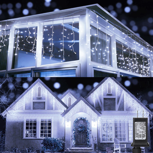 Toodour Icicle Lights, 29.5ft 360 LED Christmas Icicle Lights with 60 Drops, 8 Modes, Connectable, Window Curtain Fairy Lights for Indoor & Outdoor, Wedding, Party, Christmas Decor (White) Toodour Icicle Lights, 29.5ft 360 LED Christmas Icicle Lights with 60 Drops, 8 Modes, Connectable, Window Curtain Fairy Lights for Indoor & Outdoor, Wedding, Party, Christmas Decor (White)