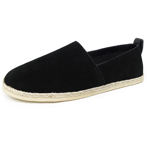 Hidarch Leather Espadrilles for Women's Flat Slip On Comfort Shoes (Adult, Women, Numeric_9, Numeric, us_Footwear_Size_System, Medium) Black