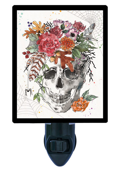Decorative Photo Night Light, Spooky Style, Skull, Flowers LED Night Light