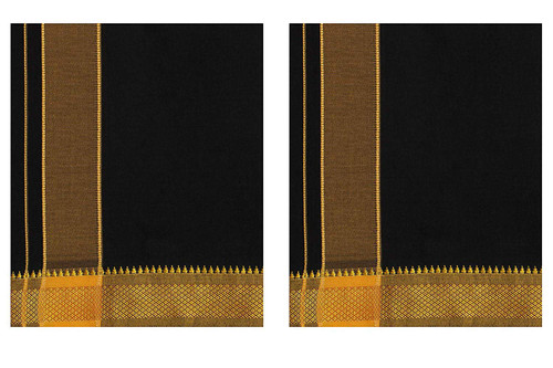 Stylesindia Color Cotton Dhotis Lungi Sarong 2.0 Meters Single Layer Dhoti Pack of 2 (Black)