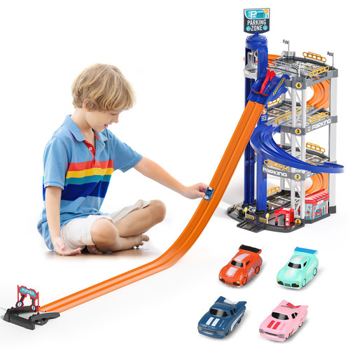 Yilingchild Parking Garage Toy for Kids, 4-Level Garage Toy Set with 4 Cars, Race Car Ramp Track Vehicle Garage Toys Gift for 4-8 Years Old Boys & Kids Yilingchild Parking Garage Toy for Kids, 4-Level Garage Toy Set with 4 Cars, Race Car Ramp Track Vehicle Garage Toys Gift for 4-8 Years Old Boys & Kids
