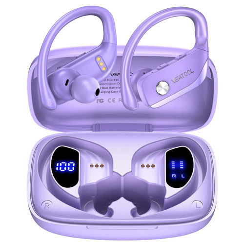 bmanl Wireless Earbuds Bluetooth Headphones 48hrs Play Back Sport Earphones with LED Display Over-Ear Buds with Earhooks Built-in Mic Headset for Workout Purple bmanl Wireless Earbuds Bluetooth Headphones 48hrs Play Back Sport Earphones with LED Display Over-Ear Buds with Earhooks Built-in Mic Headset for Workout Purple