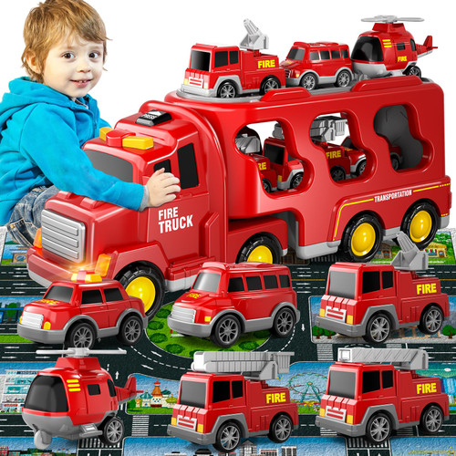EPPO Fire Truck Toy for Toddlers 3-5 Years Old, Friction Power 7 in 1 Emergency Vehicle Set with Lights and Sounds, Christmas & Birthday Gift for Boys & Girls EPPO Fire Truck Toy for Toddlers 3-5 Years Old, Friction Power 7 in 1 Emergency Vehicle Set with Lights and Sounds, Christmas & Birthday Gift for Boys & Girls