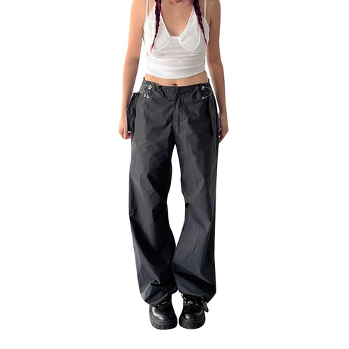 XINSHIDE Cargo Pants Women Baggy Y2k Punk Pants Baggy High Waist Sweatpants with Pockets Casual Loose Fit Cargo Pants Grey