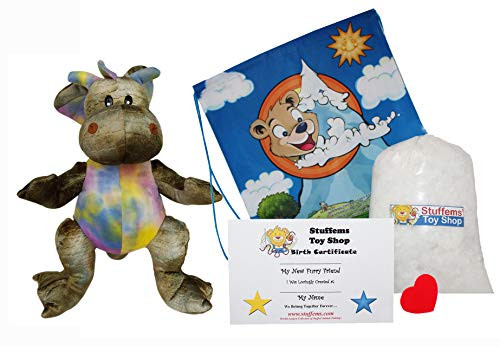 Make Your Own Stuffed Animal Purple & Yellow Dragon Kit - No Sew - With Cute Backpack!