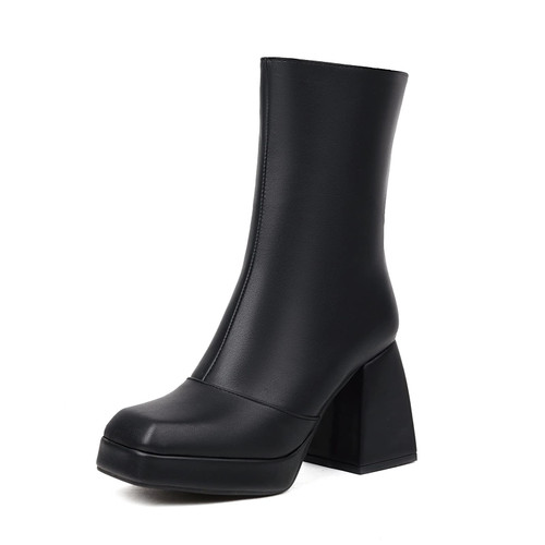 Kirliner Womens Mid Calf Go Go Boots Block Heel Zipper Ankle Boots Square Toe Boots Chunky Heel Short Booties Shoes Black 9 Kirliner Womens Mid Calf Go Go Boots Block Heel Zipper Ankle Boots Square Toe Boots Chunky Heel Short Booties Shoes Black 9