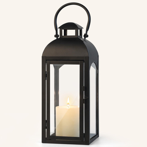 16" Tall Vintage Candle Lantern Decorative Indoor Outdoor, Black Metal Lantern Hurricane Lantern with Clear Glass Panels for Table, Mantle, Floor Front Porch, Halloween Christmas Wedding Lantern Decor 16" Tall Vintage Candle Lantern Decorative Indoor Outdoor, Black Metal Lantern Hurricane Lantern with Clear Glass Panels for Table, Mantle, Floor Front Porch, Halloween Christmas Wedding Lantern Decor