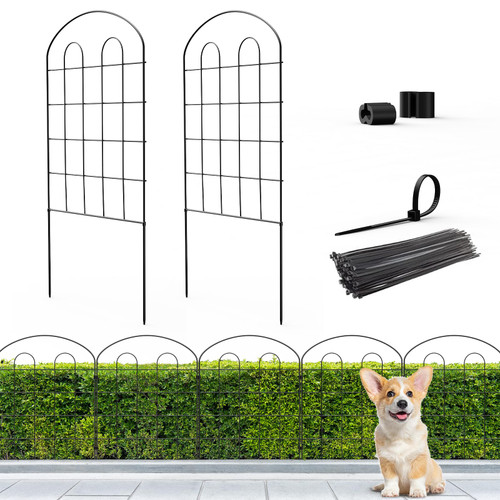 10 Pack Metal Animal Barrier Fence Panels, 24in(H) x 13in(L) Rustproof Decorative Garden Fences, No Dig Flower Plants Fencing Edging Borders for Landscape Garden Yard Outdoors