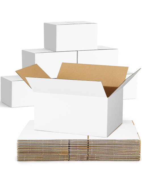 Poever 40-Pack-Small-Shipping-Boxes-8x6x4, Corrugated-Cardboard-Boxes-for-Packaging-Small-Business, White-Boxes-Mailers