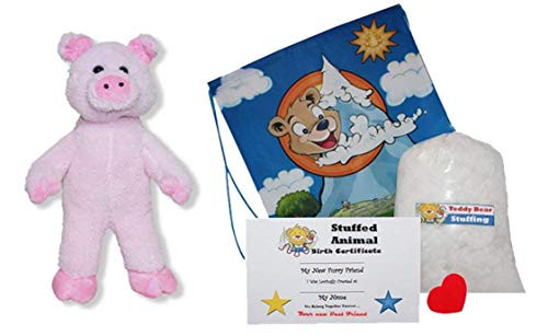 Make Your Own Stuffed Animal Pig Kit - No Sew - With Cute Backpack!