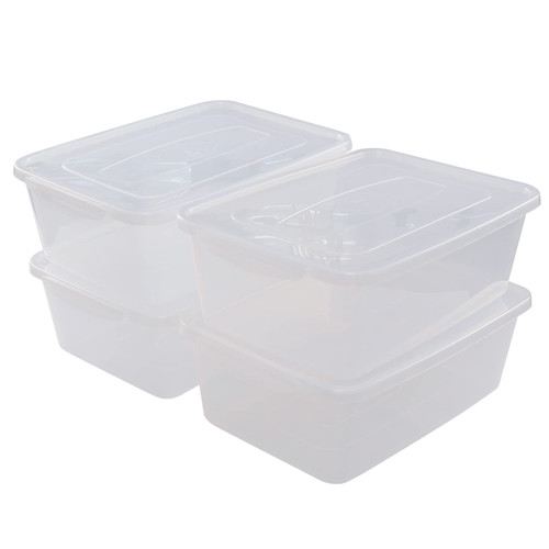 Hespama 14 Qt Plastic Storage Bins, 4 Pack, Latch Storage Box with Lid