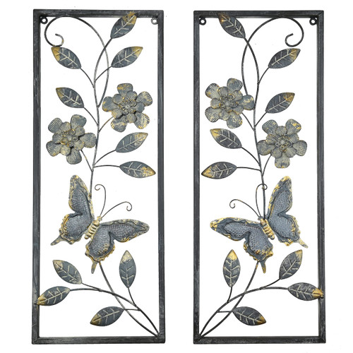 Remenna Metal Wall Art Floral Framed Wall Decor Set of 2 Home Decoration Wall Sculptures for Bedroom, Living Room, Bathroom, Kitchen Remenna Metal Wall Art Floral Framed Wall Decor Set of 2 Home Decoration Wall Sculptures for Bedroom, Living Room, Bathroom, Kitchen