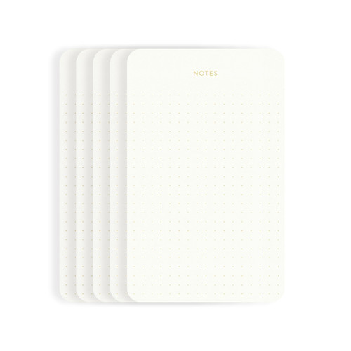 Pinesman - Notes - Elegant Dotted Notepads - Memo Pads & Scratch Pads - 5 Pack - 500 Sheets Total (100 Each) - 6.3" x 3.9" - Gold Foiled Writing Pads for Office, Daily Planning & Grocery Lists - Eco-friendly, FSC Certified Paper - Small Note Pads