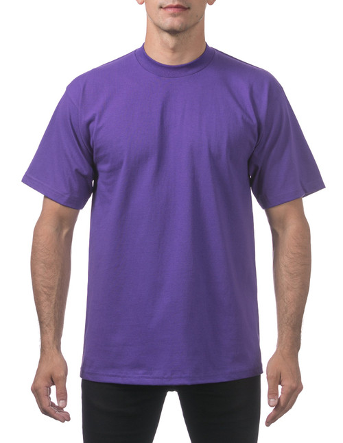 Pro Club Men's Heavyweight Cotton Short Sleeve Crew Neck T-Shirt, Purple, 7X-Large