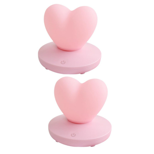 DOITOOL 2pcs Touch Table lamp Table lamp for Office Desk Rechargeable Desk lamp Heart Light LED Desk Light nightstand Light Silica Gel Heart Night Light Touch Light Heart Shaped Light USB