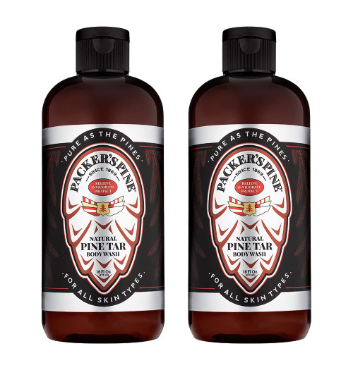 Packer's Pine Tar Body Wash | Soothing Mens Shower Gel For Psoriasis Relief | Made With Natural Pine Tar and Pine Oils | Paraben & Sulfate-Free, 16 fl oz, 2 Pack