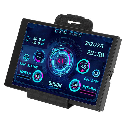 3.5 Inch IPS USB Mini Screen AIDA64 PC CPU RAM HDD Data Monitor, PC Sensor Panel Display with USB Type C Interface for AIDA64 PC CPU RAM Hard Disk Data Monitor (Black)