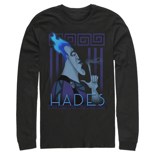 Disney Big & Tall Villains Hades Finger Smoke Men's Tops Long Sleeve Tee Shirt, Black, 4X-Large