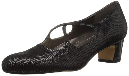 Trotters Women's Jamie Pump, Black Patent Suede, 6.5 M US