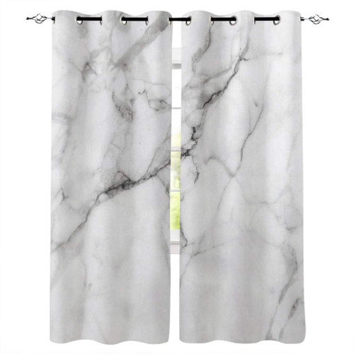 Edwiinsa Marble Cracks Granite Surface Motif Kitchen Blackout Curtains Window Drapes Treatment, 2 Panels Set for Kitchen Cafe Office, 80W x 63L inch
