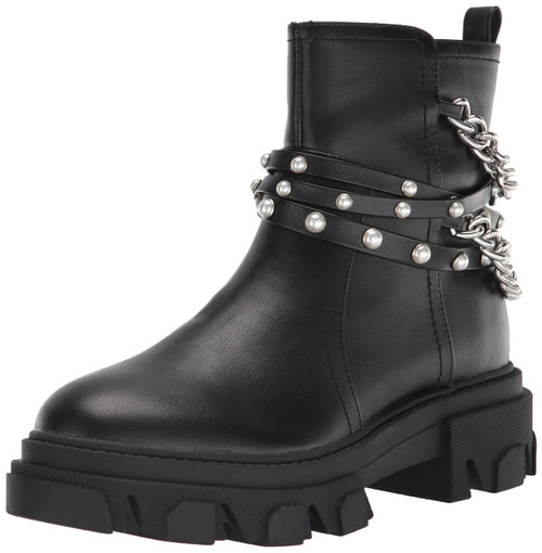 NINE WEST Women's Cearlz3 Ankle Boot, Black Leather, 5.5