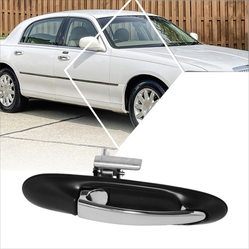 PM PERFORMOTOR Rear Right Passenger Side Door Pull Handle Compatible with 03-11 Lincoln Town Car,Primered Black/Chrome
