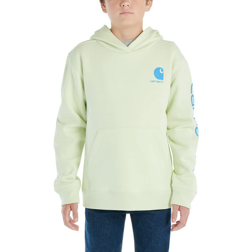 Carhartt Boys' Little Hoodie Fleece Pullover Sweatshirt, Lime Cream, 7