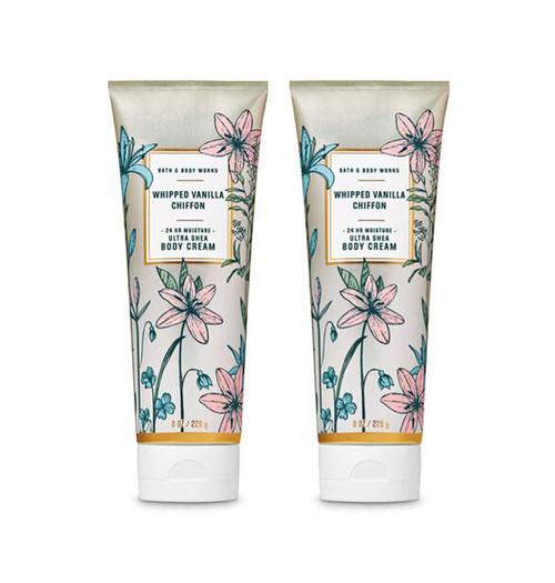 Bath and Body WorksWhipped Vanilla Chiffon 2 Pack Ultra Shea Body Cream 8 Oz. (Whipped Vanilla Chiffon)
