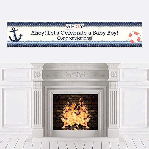 Big Dot of Happiness Ahoy - Nautical - Boy Baby Shower Decorations Party Banner Big Dot of Happiness Ahoy - Nautical - Boy Baby Shower Decorations Party Banner
