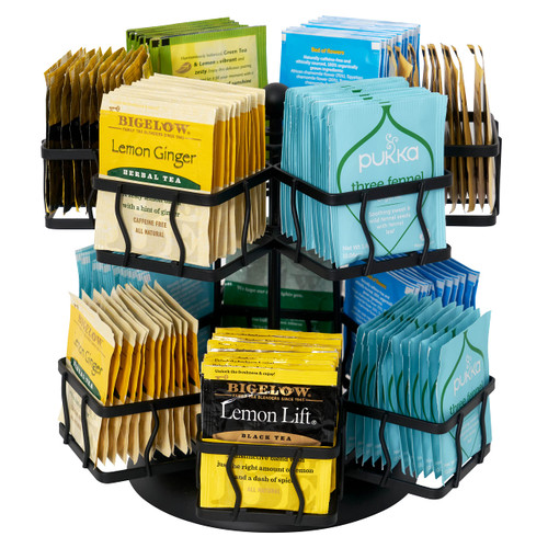 NHZ Tea Bag Organizer,Tea Bag Storage Holder Spinning Carousel with 12 Compartments, Up to 140 Tea Bags Storage, Tea Bag Holder Black Powder Coated Stainless Steel NHZ Tea Bag Organizer,Tea Bag Storage Holder Spinning Carousel with 12 Compartments, Up to 140 Tea Bags Storage, Tea Bag Holder Black Powder Coated Stainless Steel