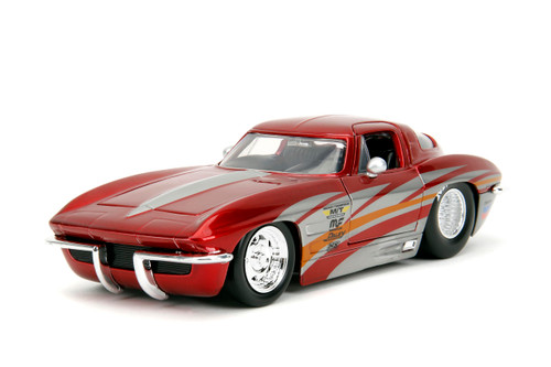 Big Time Muscle 1:24 1963 Chevy Corvette Stingray Die-Cast Car, Toys for Kids and Adults(Red/Silver) Big Time Muscle 1:24 1963 Chevy Corvette Stingray Die-Cast Car, Toys for Kids and Adults(Red/Silver)