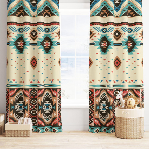 YCness Aztec Curtains for Bedroom, Southwestern Ethnic Geometric Window Treatments for Living Room,Tribal Navajo Boho Native American Pattern Drapes 2 Panel Set,42x54 Inch, Style-4