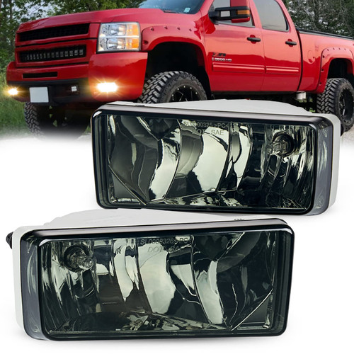 ENERBITIOUS Fog Lights Assembly for 2007-2014 Chevy Silverado, 2007-2011 Avalanche, 2007-2014 Suburban/Sierra/Tahoe/Yukon Fog Light Compatible with H16 12V 19W Bulbs Switch and Wiring Kit-Smoke Lens