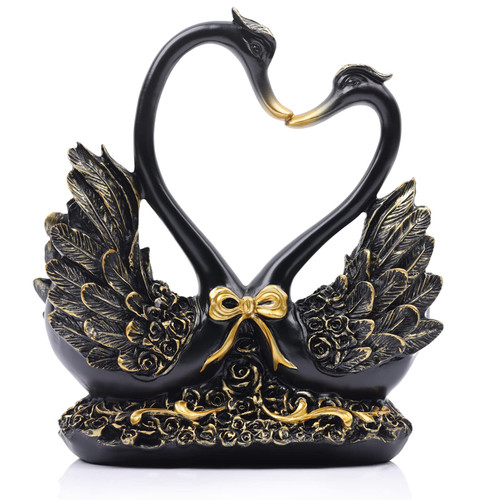 Swan sculptures and statues, black swan decorations, love statues, black home decor statues, swan couple statues for home living room, entryway entrance table, on shelves, dining table centerpieces Swan sculptures and statues, black swan decorations, love statues, black home decor statues, swan couple statues for home living room, entryway entrance table, on shelves, dining table centerpieces
