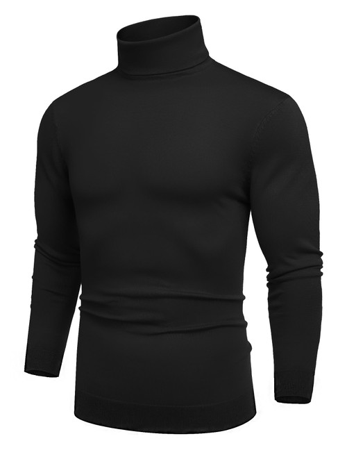 COOFANDY Men's Slim Fit Turtleneck Sweater Casual Basic Knitted Long Sleeve Pullover Sweater Black