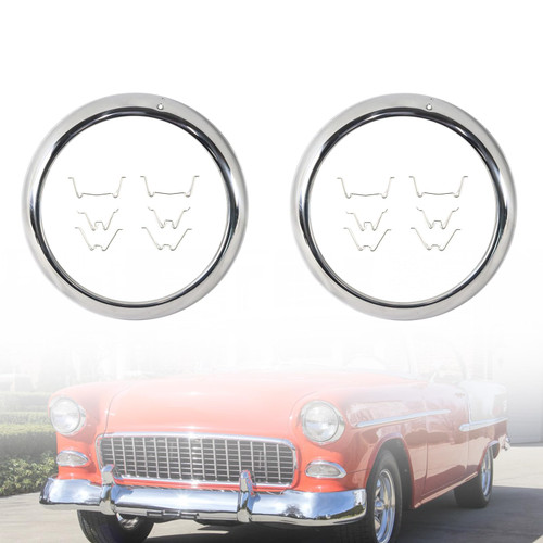 YSHAP Headlight Bezels w/Hardware Compatible with 1947-1955 Chevy GMC Truck and 1949-1952 Chevy Passenger 2PCS Stainless Steel Polished Headlight Bezels Left and Right