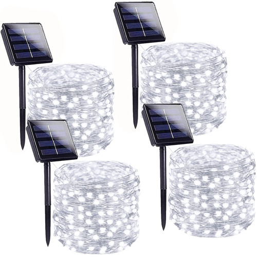 Solar String Lights Outdoor, 4-Pack Each 100 LED Solar Christmas Twinkle Lights Outside, Waterproof Copper Wire with 8 Modes Solar Fairy Lights for Garden Yard Tree Wedding Christmas Decor(Cool White) Solar String Lights Outdoor, 4-Pack Each 100 LED Solar Christmas Twinkle Lights Outside, Waterproof Copper Wire with 8 Modes Solar Fairy Lights for Garden Yard Tree Wedding Christmas Decor(Cool White)