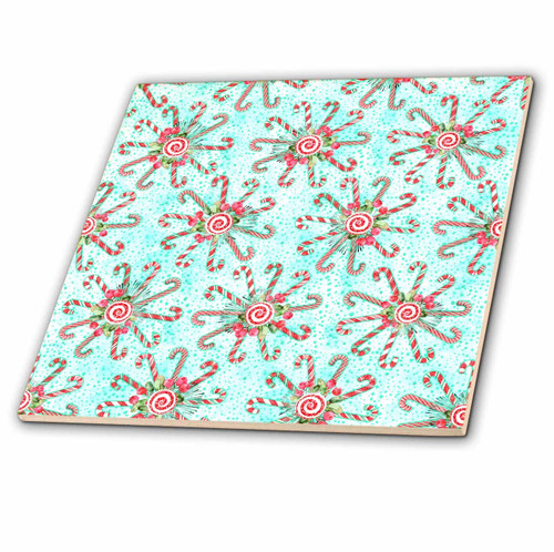 3dRose Cassie Peters Christmas - Candy Canes Festive - Tiles (ct_354116_1)